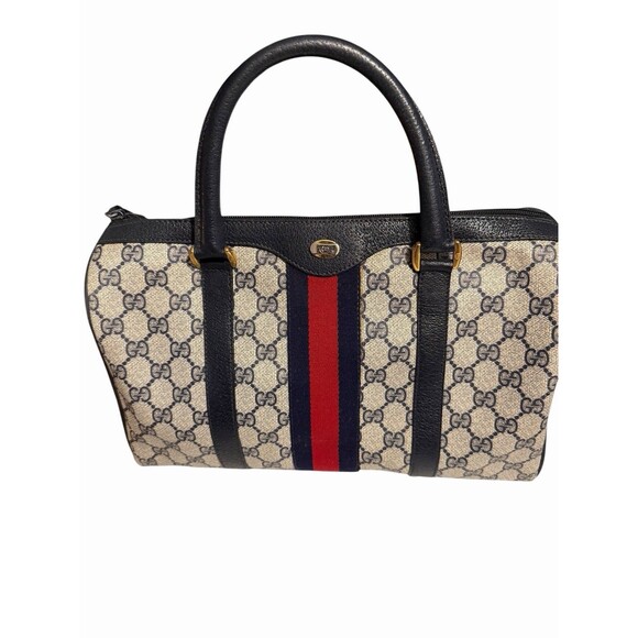 Authentic Vintage GUCCI Navy Boston - GG Monogram Bag - Picture 3 of 16
